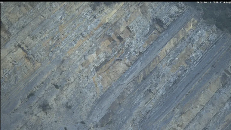 IRIS AI change detection detail - after image with rockfall detection overlay