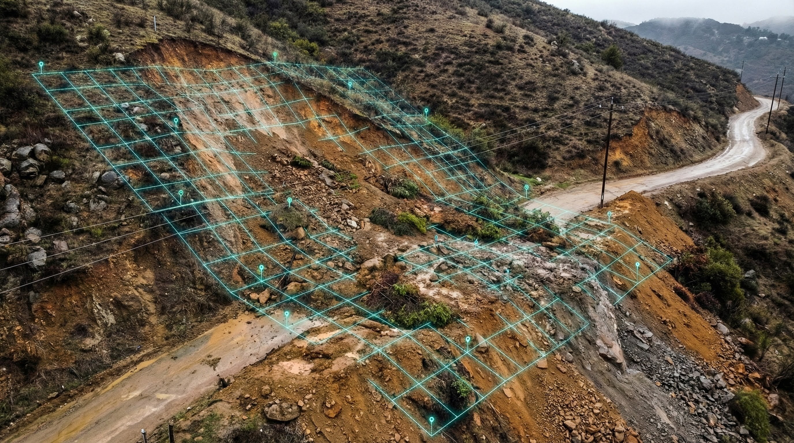 Slope landslide monitoring illustration